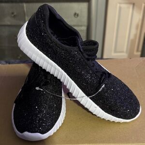 Glittery Black Kids Sneakers